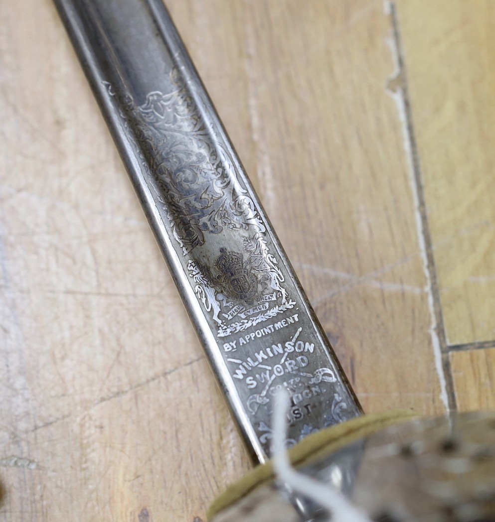 A Wilkinson George V officer's dress sword, stamped 1930 with broad arrow